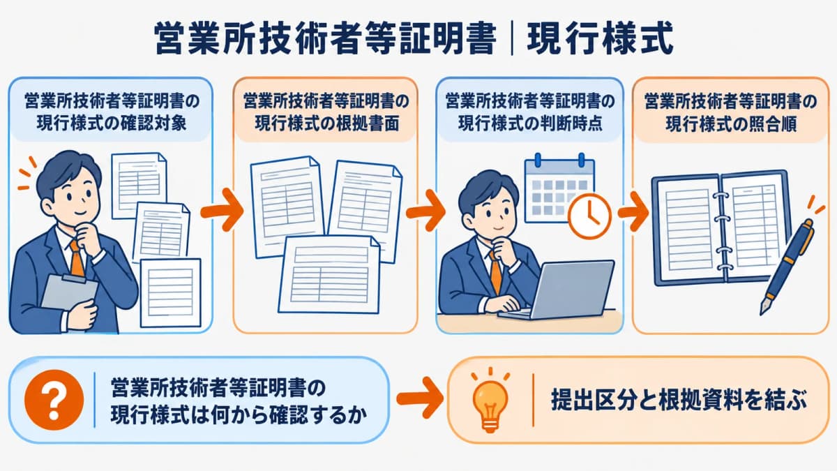 提出区分と資格経験資料を現行様式へ照合する図