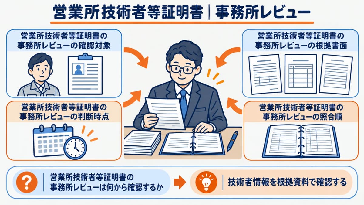 技術者情報と根拠資料を横断照合するレビュー図