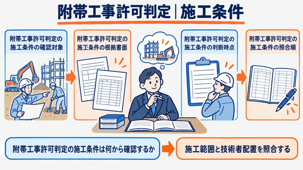 自ら施工する範囲と技術者配置を確認する図
