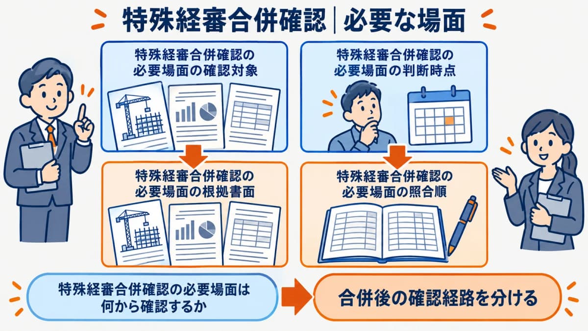 合併後の許可承継と経審確認を分ける全体図