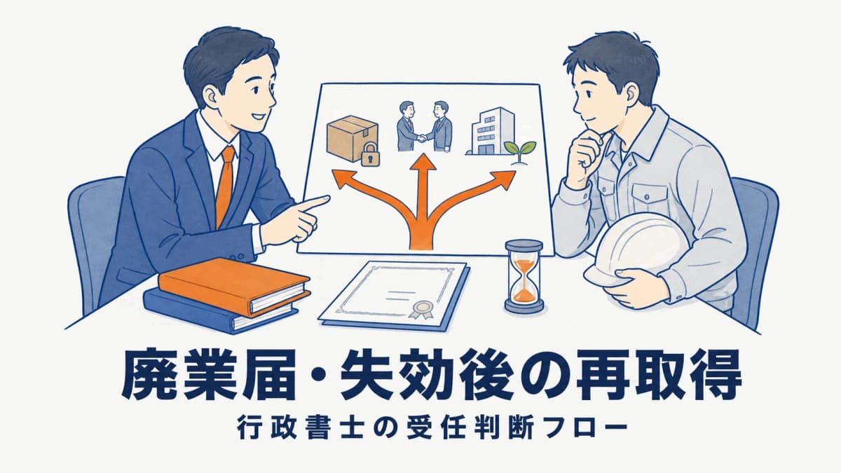 建設業許可の廃業届・失効後の再取得|行政書士の受任判断フロー