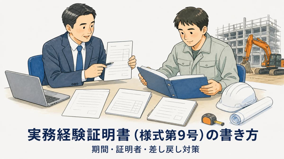 実務経験証明書(様式第9号)の書き方|期間・証明者・差し戻し対策【2026年版】