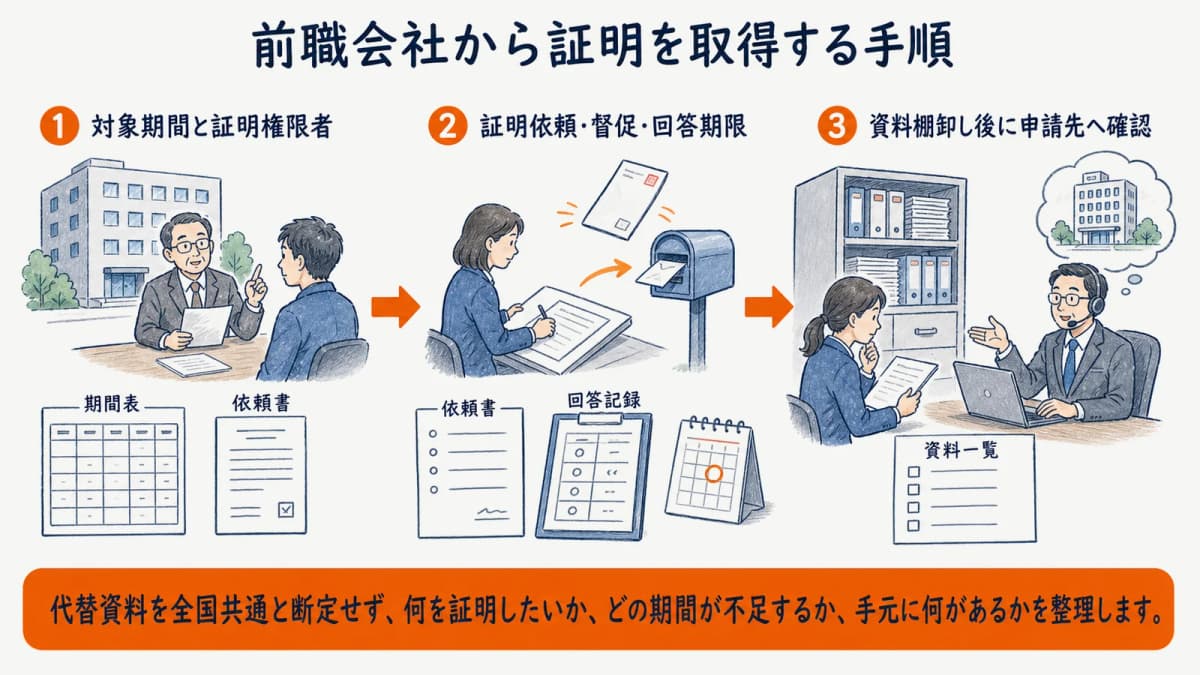 前職会社への証明依頼から申請先確認までの3ステップ