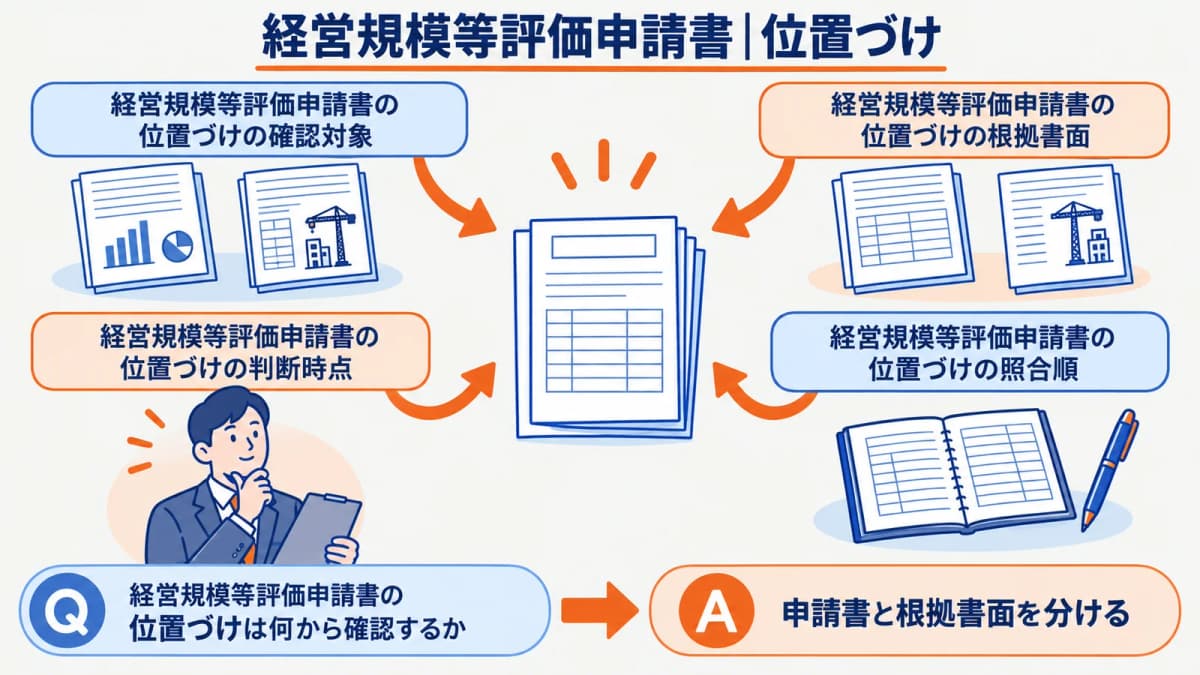 経営規模等評価申請書と別紙添付の関係を示す全体図