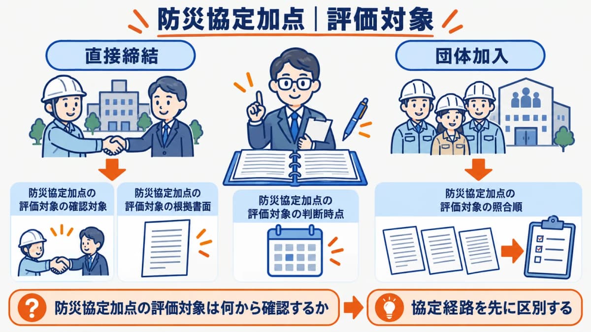防災協定の直接締結と団体加入を分ける全体図