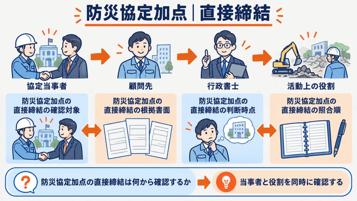 協定当事者と活動上の役割を確認する直接締結の手順