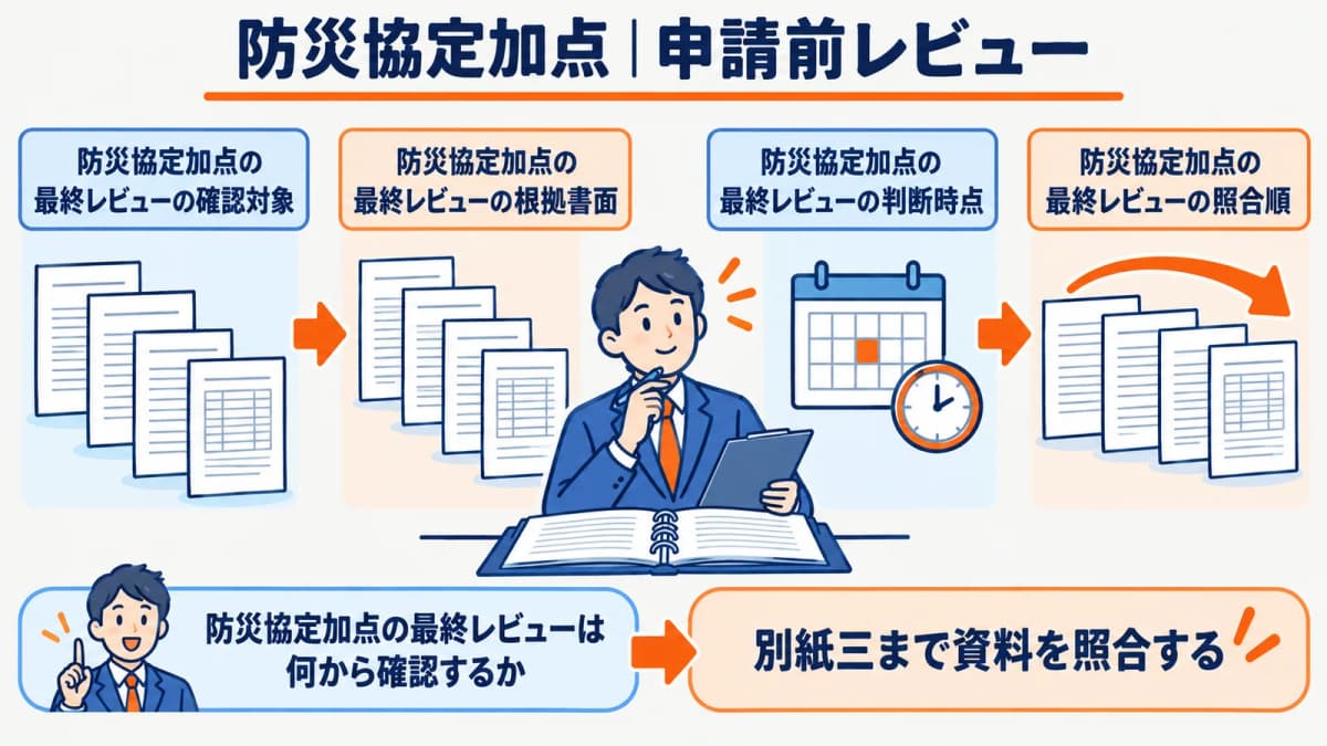 防災協定の根拠資料と別紙三を照合する最終レビュー