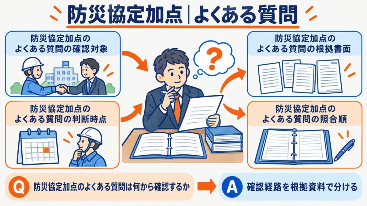 防災協定加点で迷いやすい確認点を整理した図