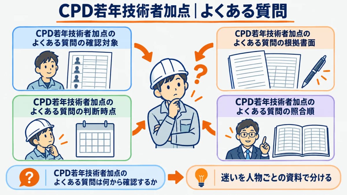 CPDと若年技術者の照合で迷いやすい質問を整理した図