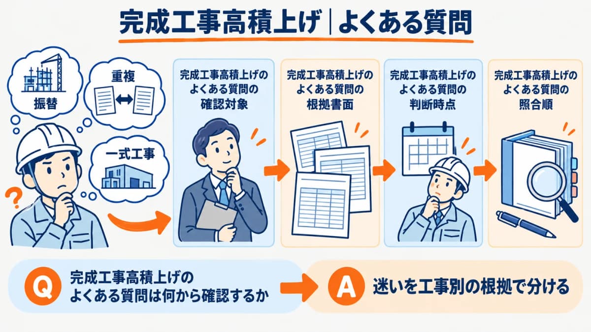 完成工事高の積上げで迷いやすい質問を整理した図