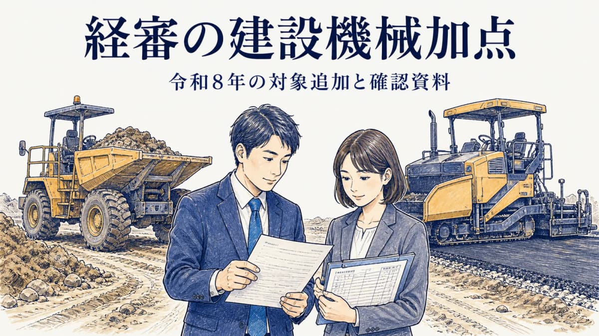 経審の建設機械加点|令和8年の対象追加と確認資料【2026年】