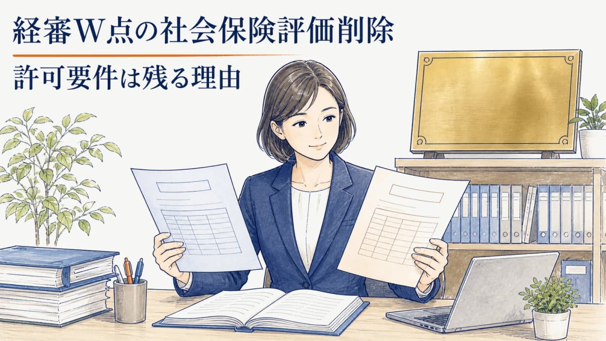 経審W点の社会保険評価削除|許可要件は残る理由【2026年】