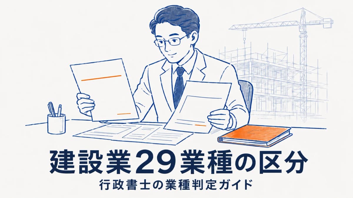 建設業29業種の区分と一式工事・専門工事の違い|行政書士向け業種判定ガイド【2026年版】
