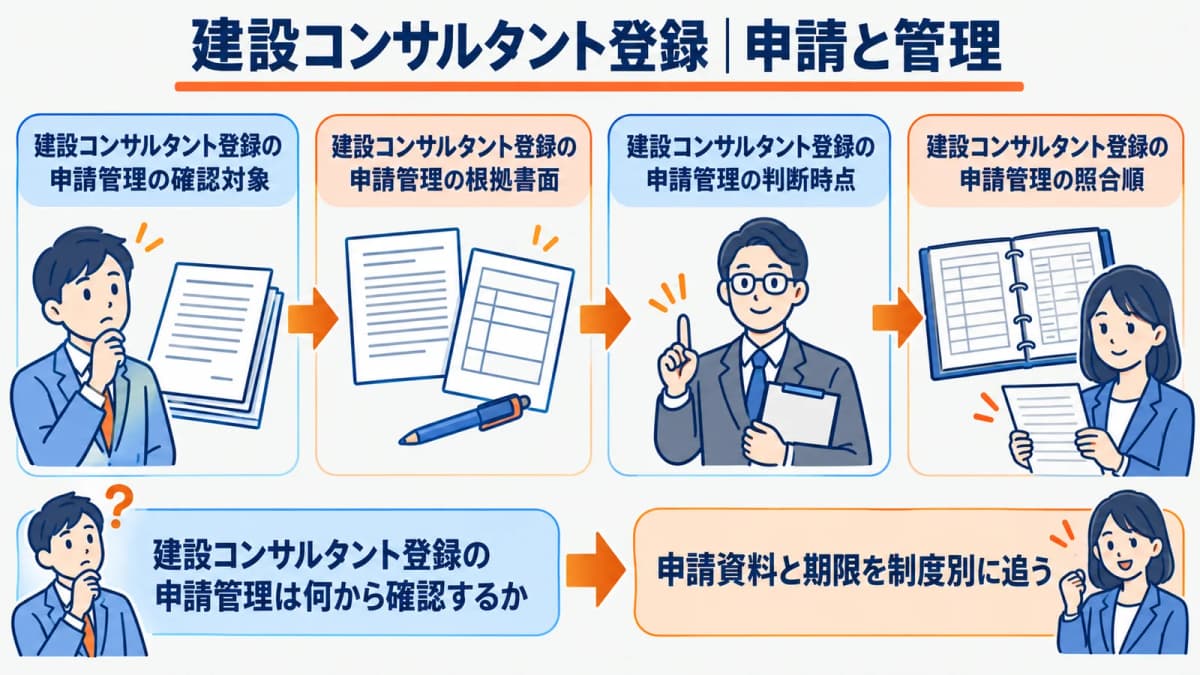 申請資料と登録後の期限を制度別に分ける図