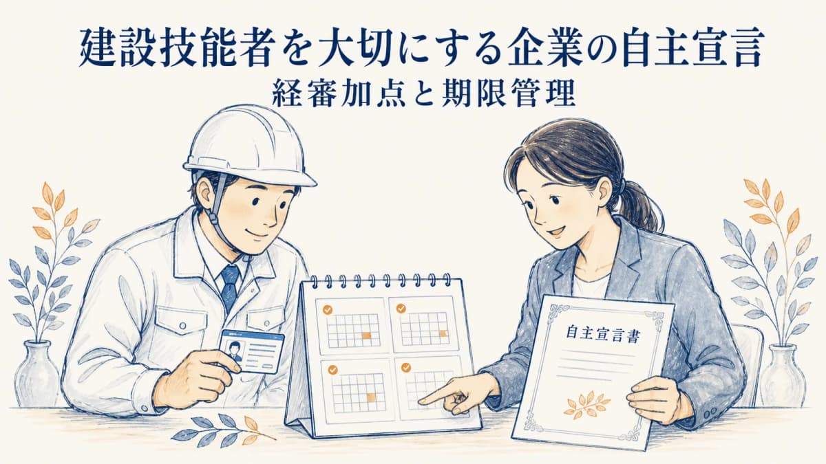 建設技能者を大切にする企業の自主宣言|経審加点と期限管理【2026年】