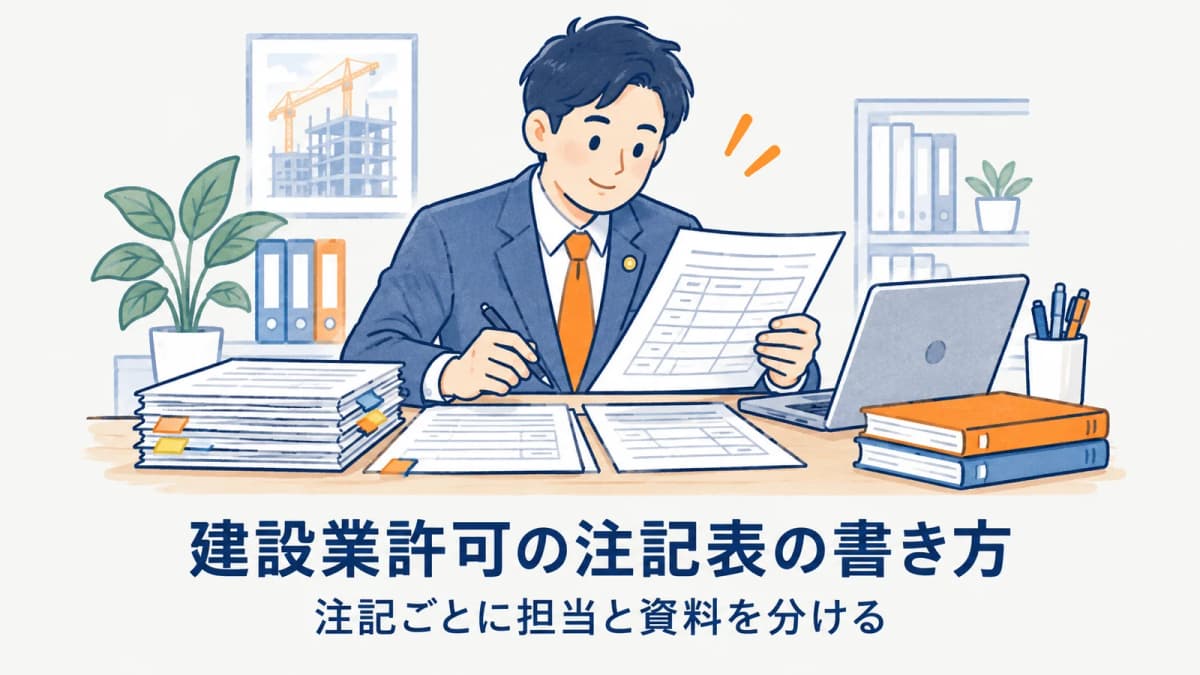 建設業許可の注記表の書き方|行政書士事務所が確認する注記と根拠資料