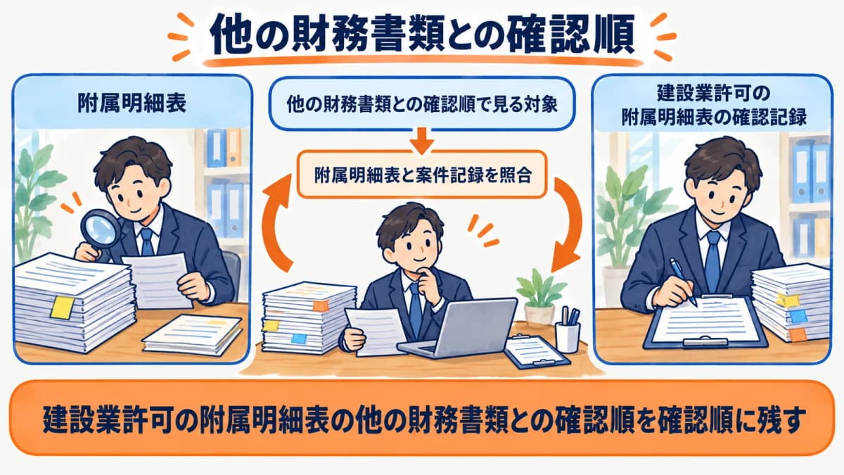 他の財務書類との確認順を行政書士事務所の確認順に整理した図