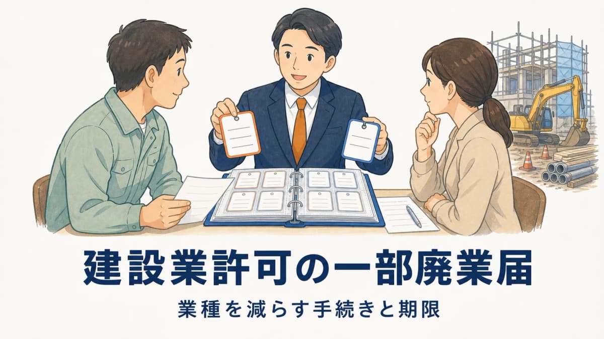 建設業許可の一部廃業届|業種を減らす手続きと期限【2026年版】