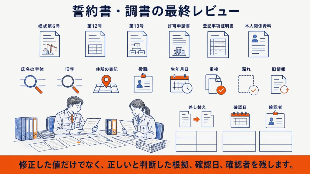 誓約書と調書の人物情報を照合するレビュー工程