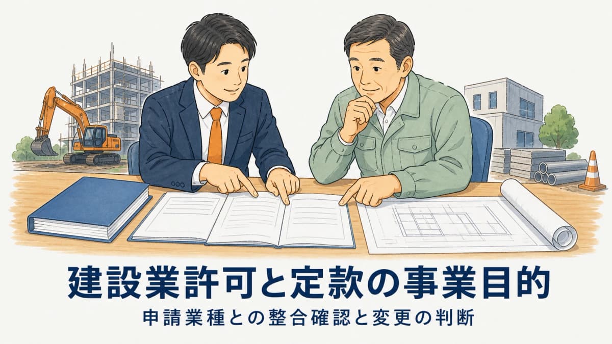 建設業許可と定款の事業目的|申請業種との整合確認と変更の判断【2026年版】
