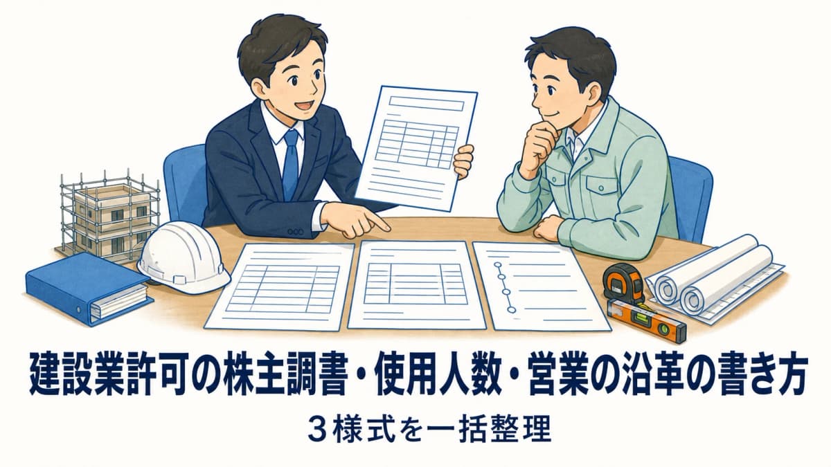 建設業許可の株主調書・使用人数・営業の沿革の書き方|3様式を一括整理