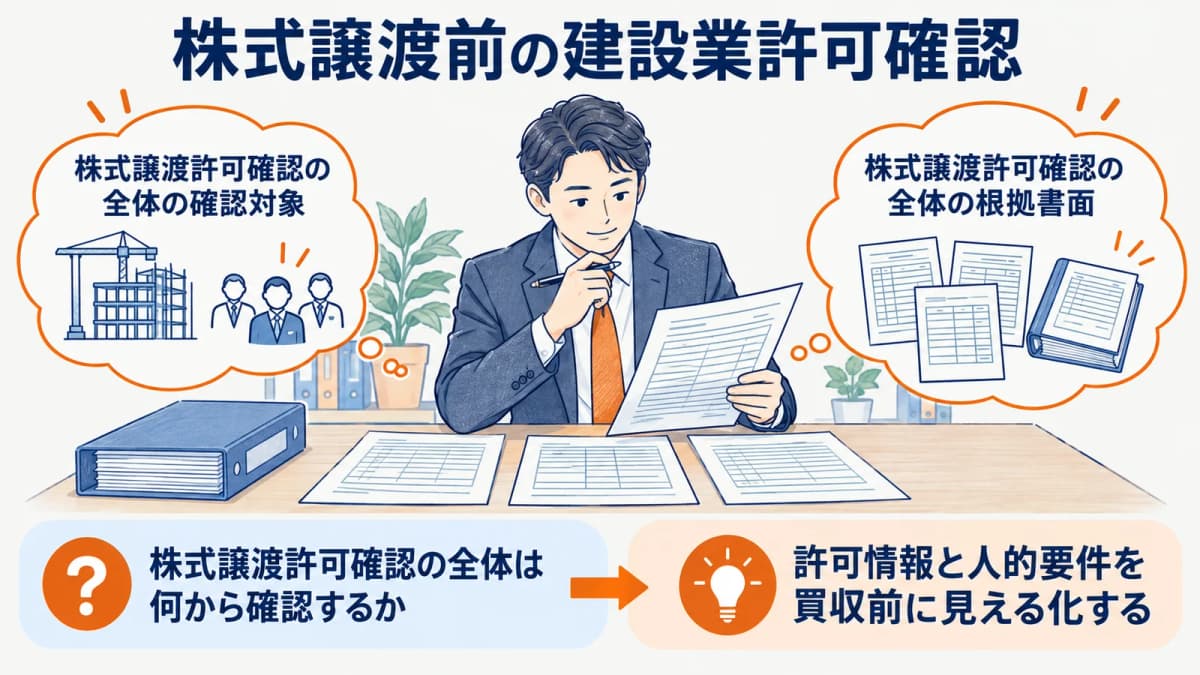 建設業M&Aの株式譲渡と許可|買収前の確認事項【2026年】