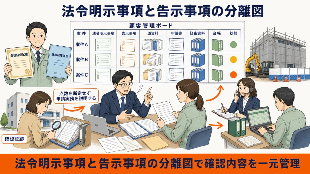 法令で明示された5年要件と同梱資料で未確定の配点を分ける図