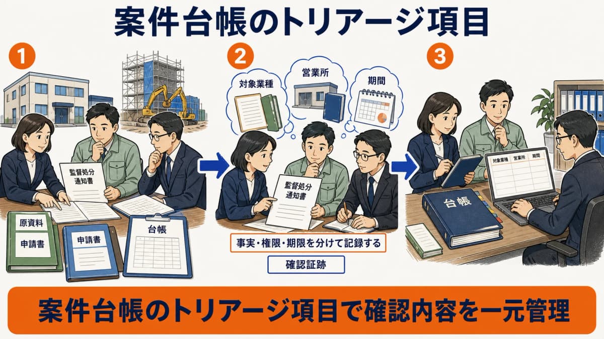 処分類型と事実と権限と期限と専門家と証跡を分ける案件台帳