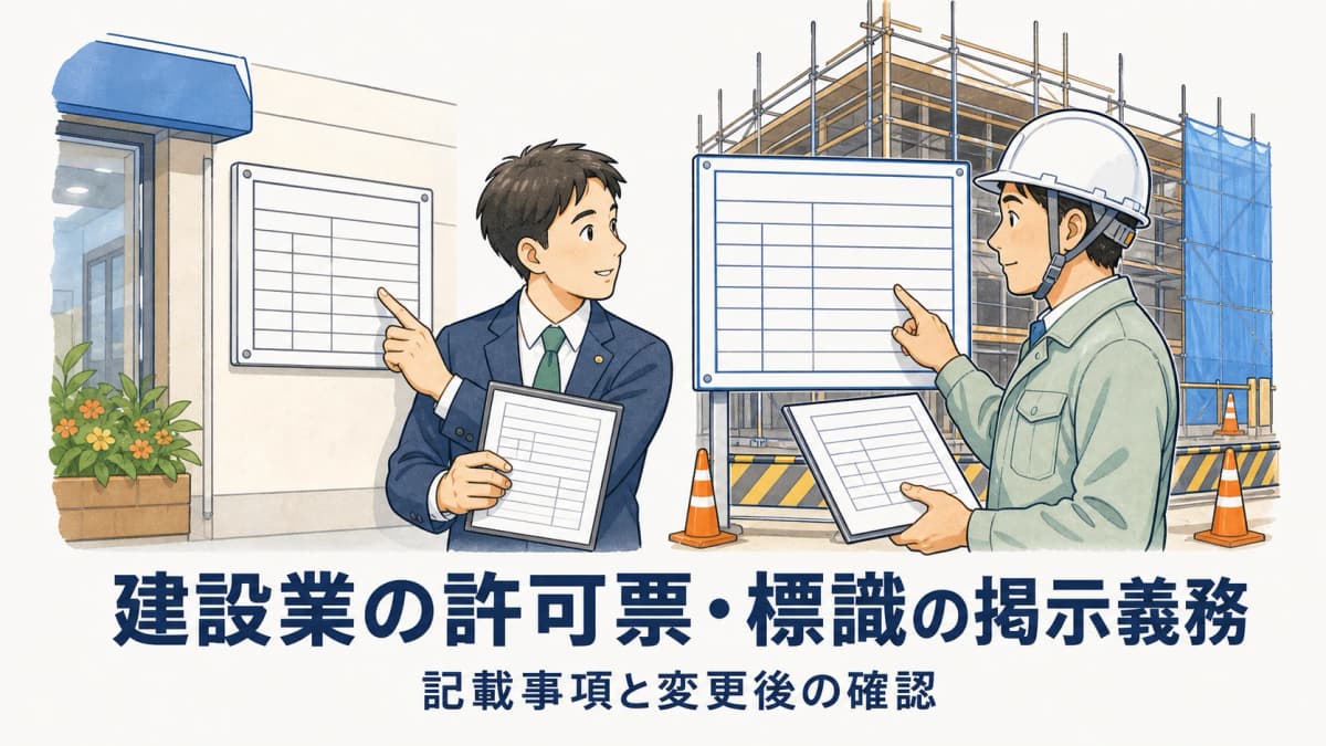 建設業の許可票・標識の掲示義務|記載事項と変更後の確認【2026年版】