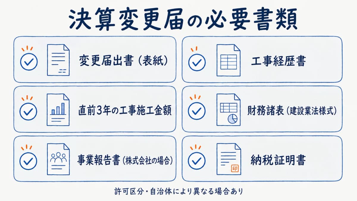 決算変更届の必要書類一覧