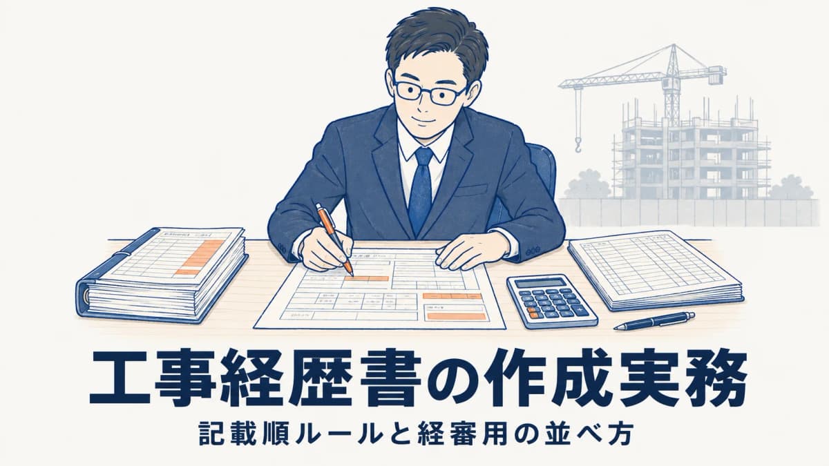 工事経歴書の作成実務|記載順ルールと経審用の並べ方を行政書士向けに解説【2026年版】