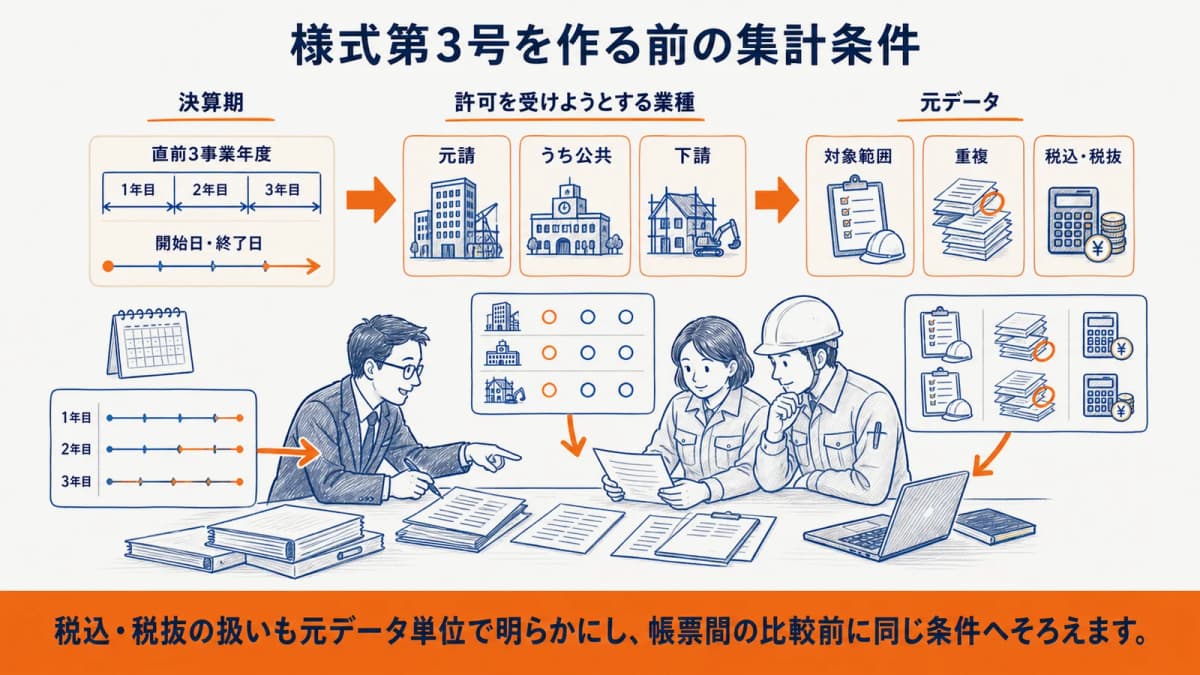 年度・業種・元請下請の集計条件を確定する工程