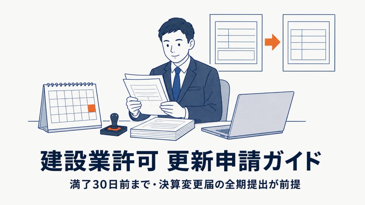 建設業許可の更新申請 手続き完全ガイド|必要書類と流れを行政書士向けに解説【2026年版】