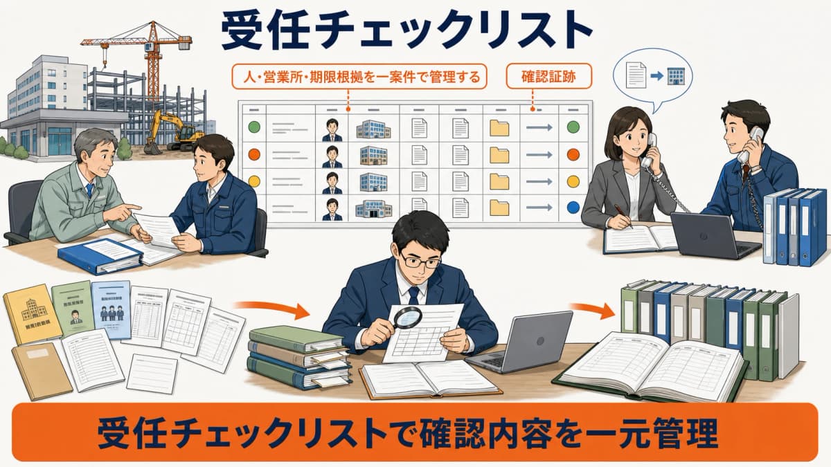 令3条使用人と営業所と様式と期限根拠を確認する受任チェックリスト
