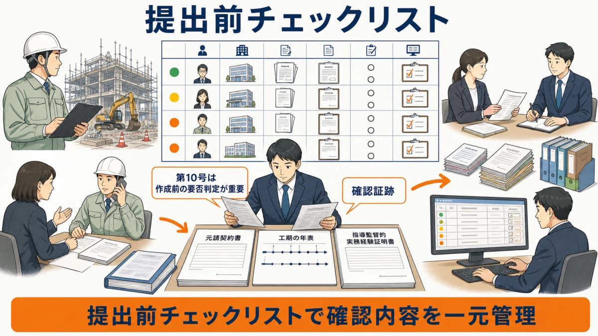 様式第10号の提出前に業種とルートと工事と期間を確認するチェックリスト