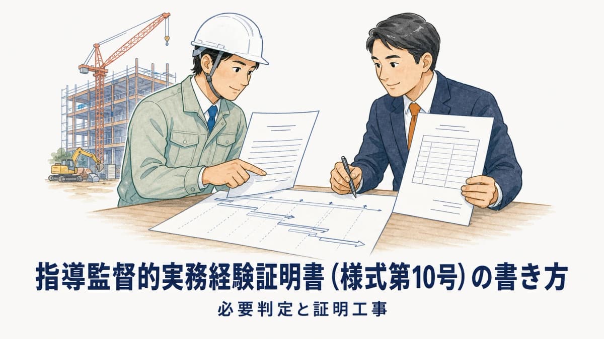 指導監督的実務経験証明書(様式第10号)の書き方|必要判定と証明工事【2026年版】