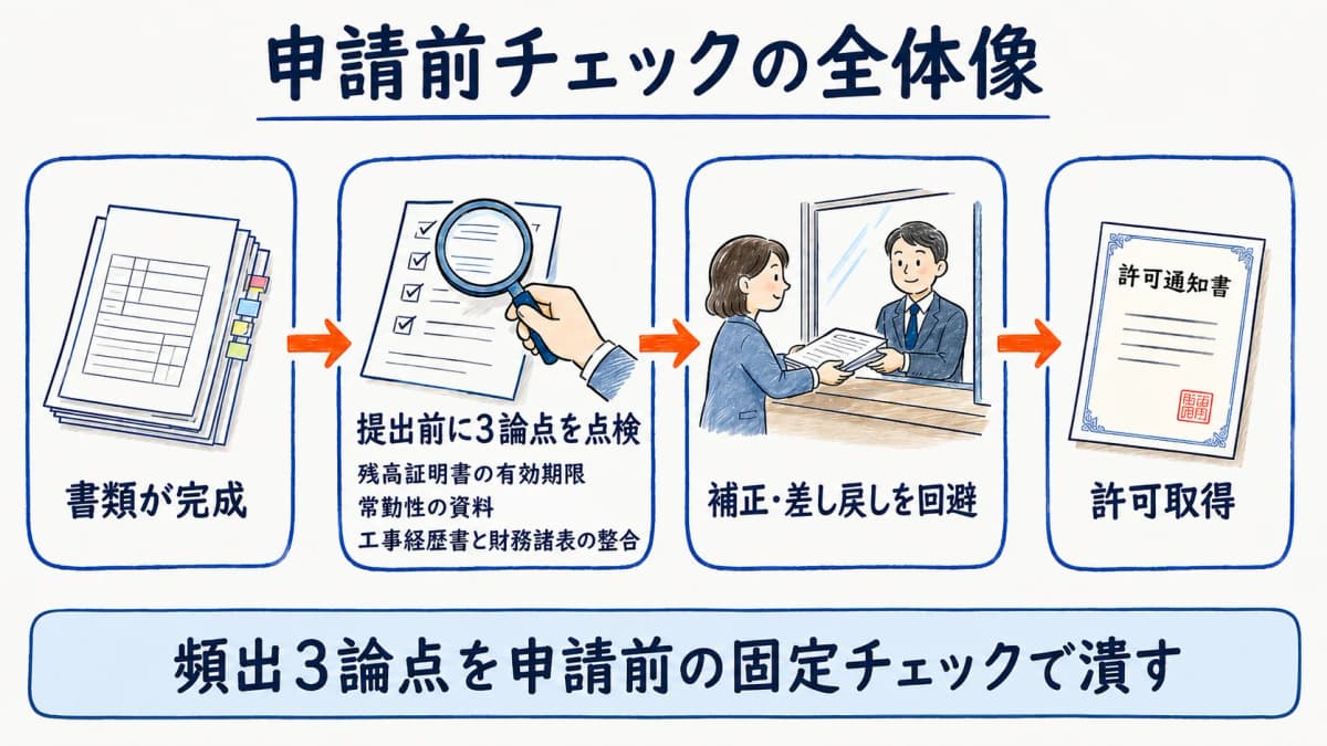 建設業許可 申請書類のミス防止チェックリスト全体像