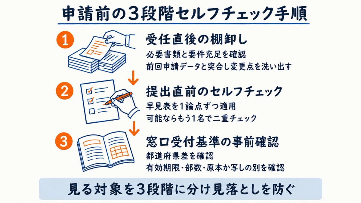 申請前の3段階セルフチェック手順