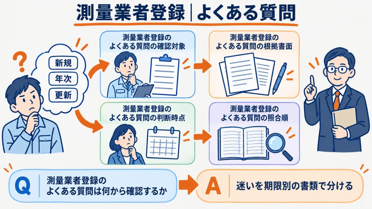 測量業者登録の期限で迷いやすい質問を整理した図