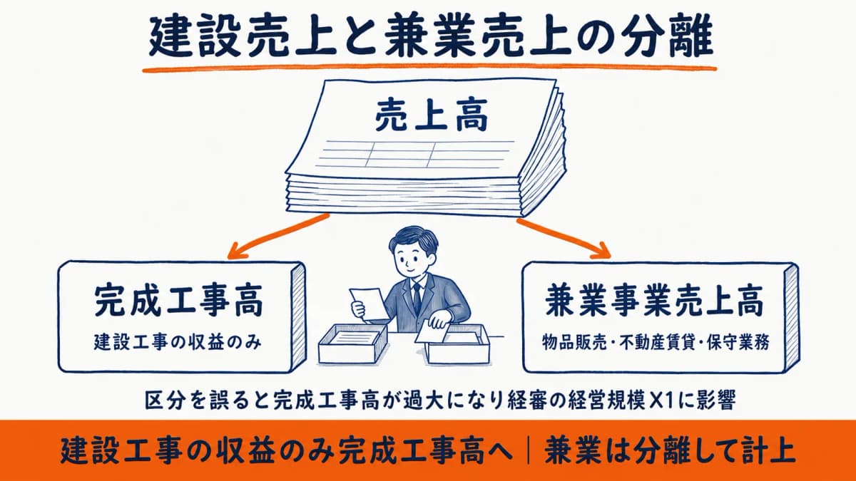 建設売上と兼業売上の分離イメージ