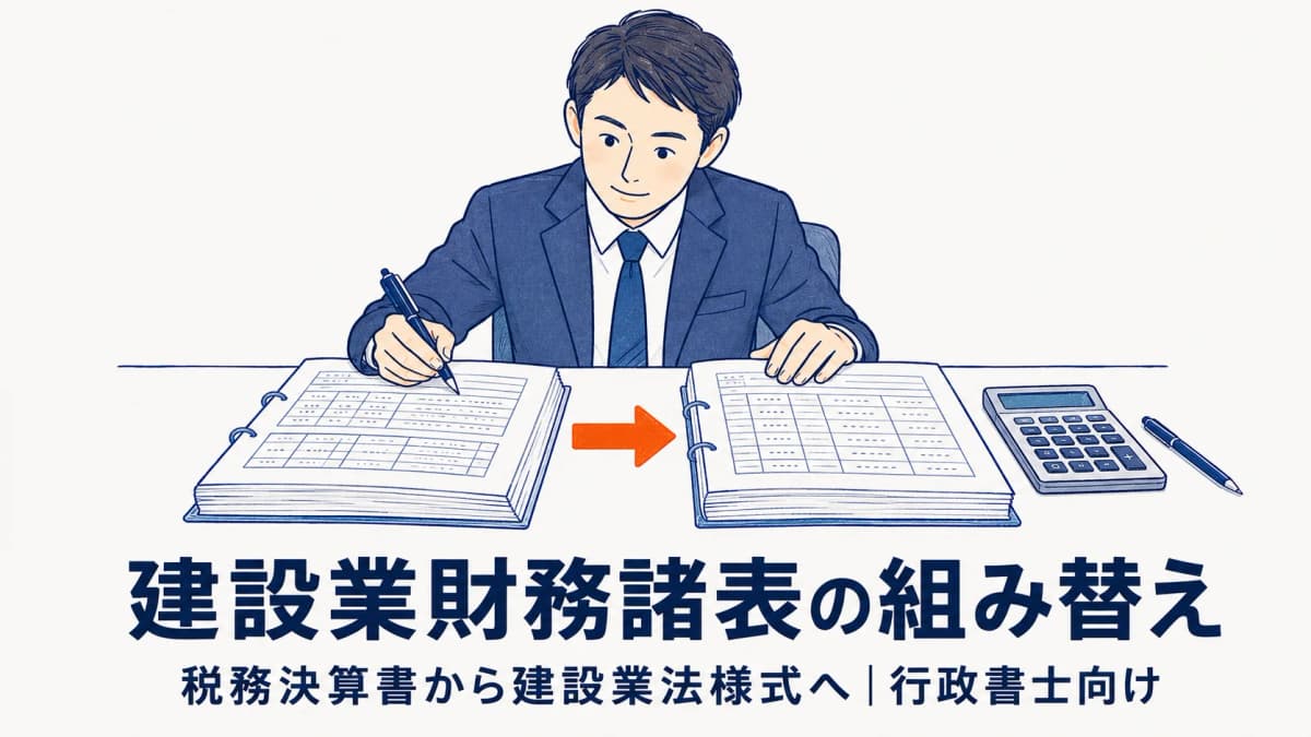 建設業財務諸表の組み替え実務|税務決算書からの変換ポイント【行政書士向け2026年版】