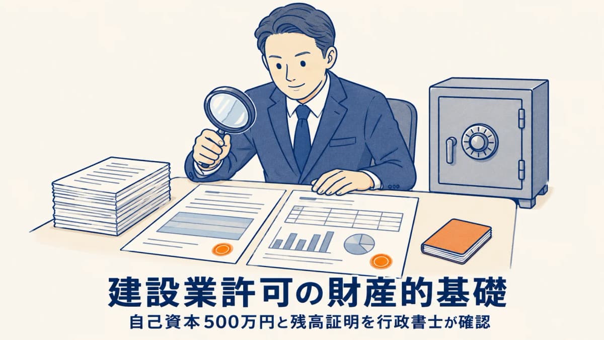 建設業許可の財産的基礎|自己資本500万円要件と残高証明を行政書士が確認する実務【2026年版】